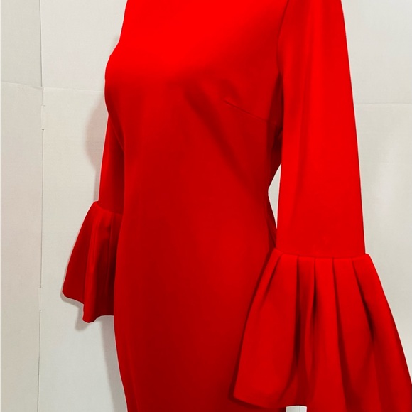 Lulu's Red Long Sleeve Dress with Flared Cuffs size Large Perfect for Valentines - Picture 3 of 16